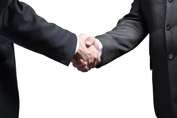 白い背景に分離された 2 つのビジネスの男性の握手 — ストック写真