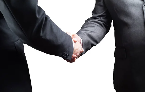 Aperto de mão, empresários bem sucedidos apertando as mãos, isolado no fundo branco — Fotografia de Stock