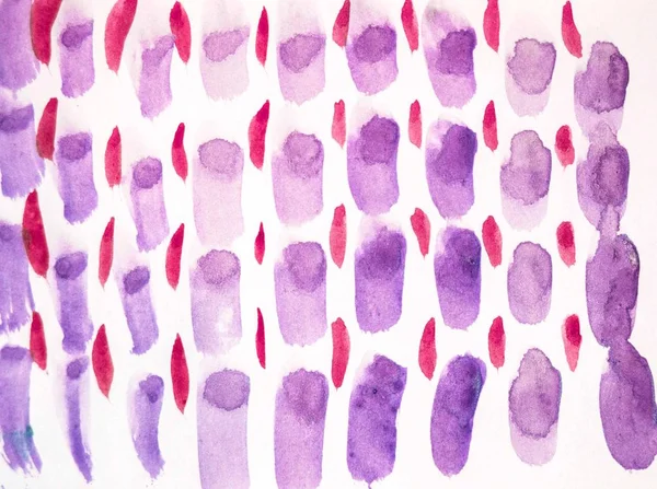 Watercolor hand-painted abstract strokes of various shapes of design elements, red and purple on a white background — Stock Photo, Image