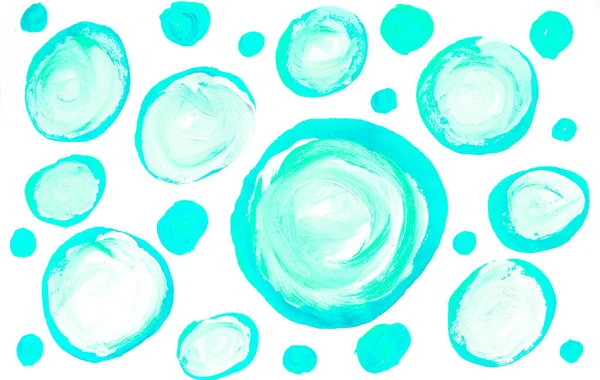 Söt Akvarell Ritning För Hand Vit Mint Cirklar Bollar Bubblor — Stockfoto