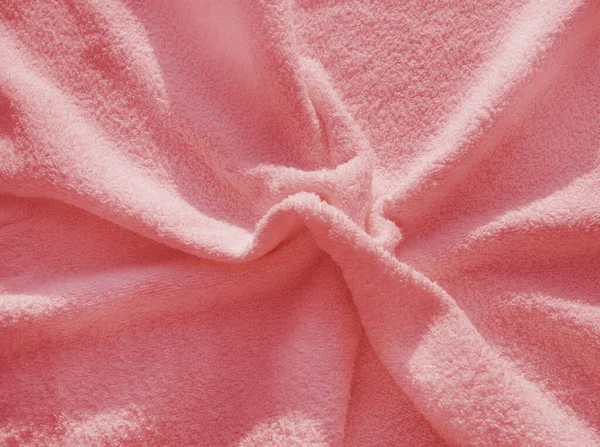 Serviette Terry Moelleuse Rose Exemple Simple Texture Tissu Doux Molletonné — Photo