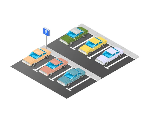 Vektor-isometrischer Parkplatz. — Stockvektor