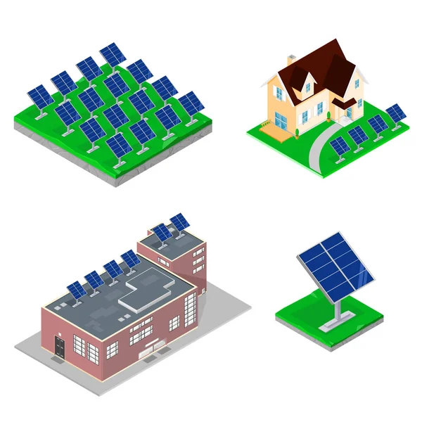 Εικονίδιο έννοια της ηλιακής ενέργειας και τις ανανεώσιμες πηγές ενέργειας. — Διανυσματικό Αρχείο
