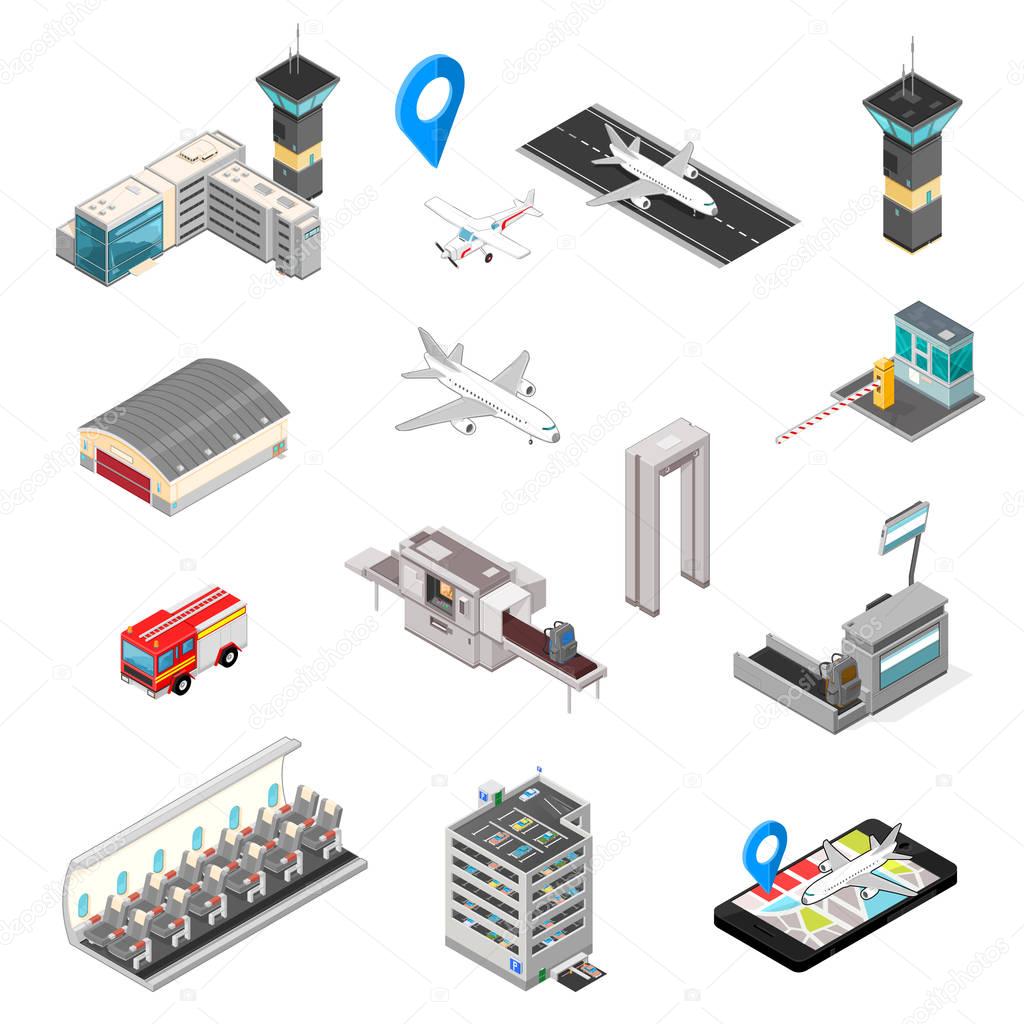 Isometric air transportation icons.