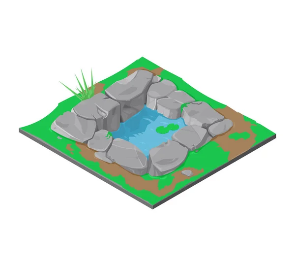 Icône de petit étang isométrique . — Image vectorielle