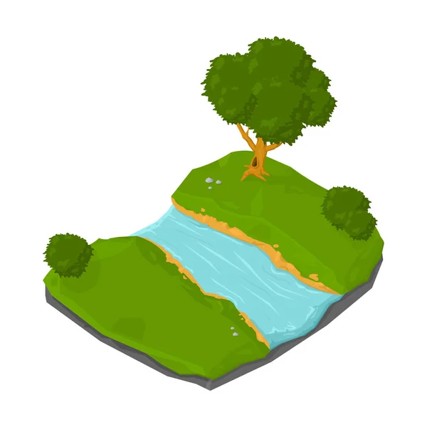 Isometric natural rural river icon. — Stock Vector