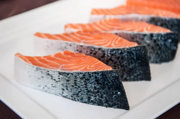 Fresh salmon sashimi, Salmon dish.