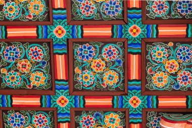 Güney Kore'de geleneksel desen. Yakın çekim.