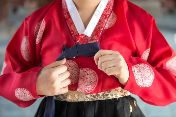 Hanbok yang berwarna-warni, gaun tradisional Korea — Stok Foto