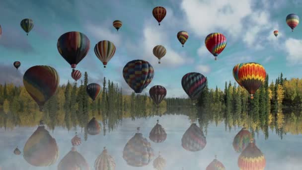 Flug im Heißluftballon — Stockvideo