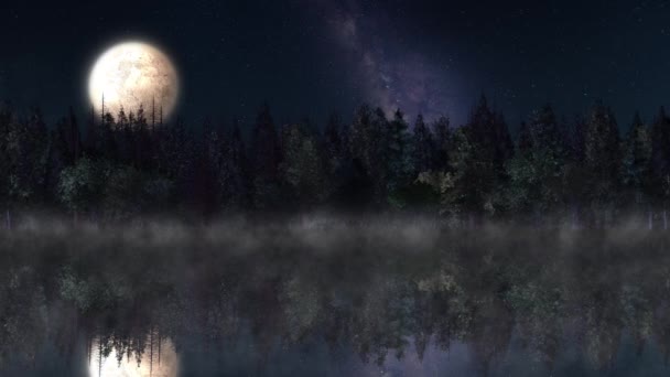 Niebla Una Noche Luna — Vídeos de Stock