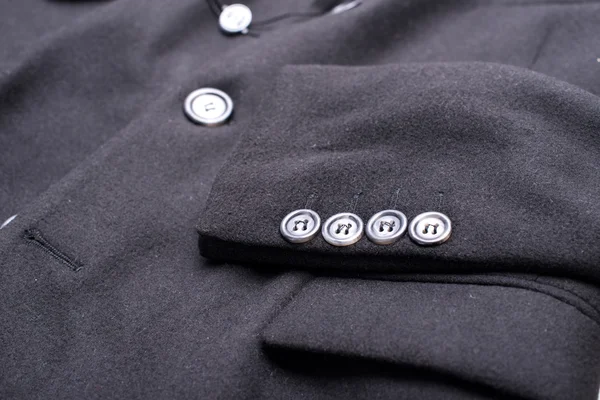 Özel düğmeler üzerinde siyah ceket — Stok fotoğraf