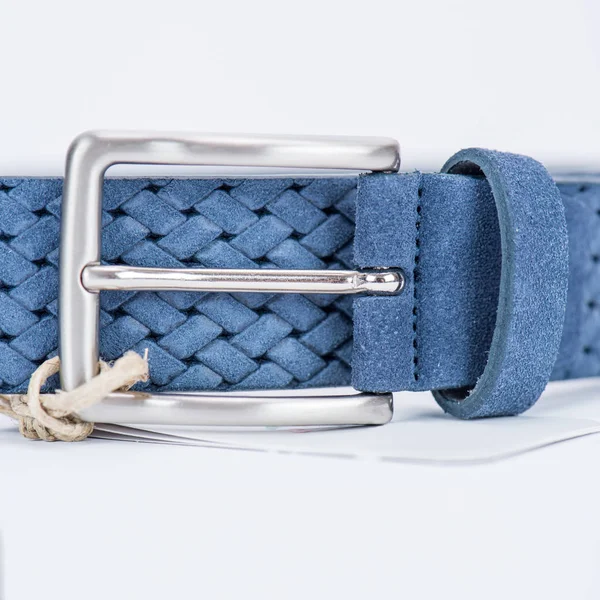 Details zum blauen klassischen Gürtel — Stockfoto