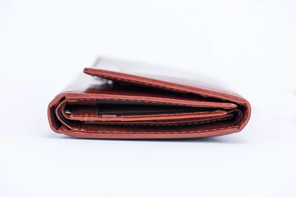 Neue Brieftasche braun verschließen — Stockfoto