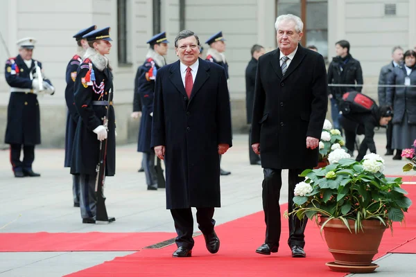 José Manuel Barroso och Milos Zeman — Stockfoto
