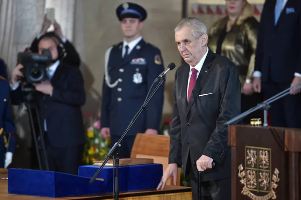 Prag Tjeckien Mars 2018 Tjeckisk President Milos Zeman Hans Andra — Stockfoto