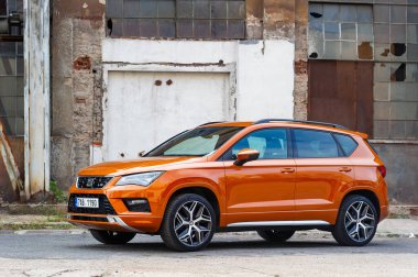 PRAG, CZECH Cumhuriyet - 27 Eylül 2018: Prag, Çek Cumhuriyeti 'nde Koltuk Ateca, 27 Eylül 2018