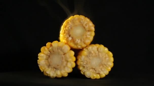 Boiled corn rotated — Stock Video