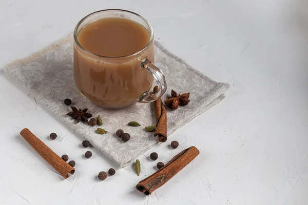 Масала Пряный Чай Является Традиционной Индийской Drink Glass Чашку Масала — стоковое фото