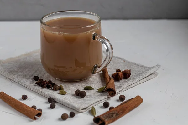 Масала Пряный Чай Является Традиционной Индийской Drink Glass Чашку Масала — стоковое фото