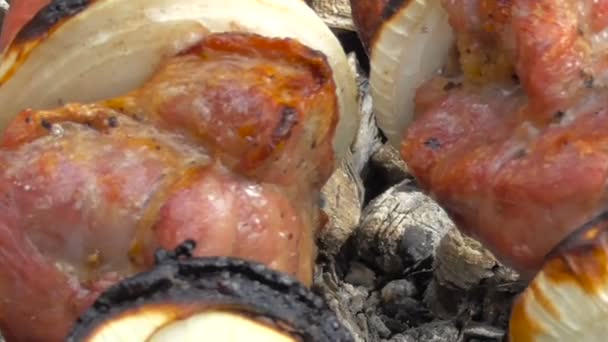 Kebab, viande sur les charbons — Video