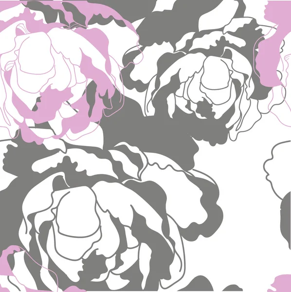 Peony çiçek deseni. Vektör serbest el çiziminin .