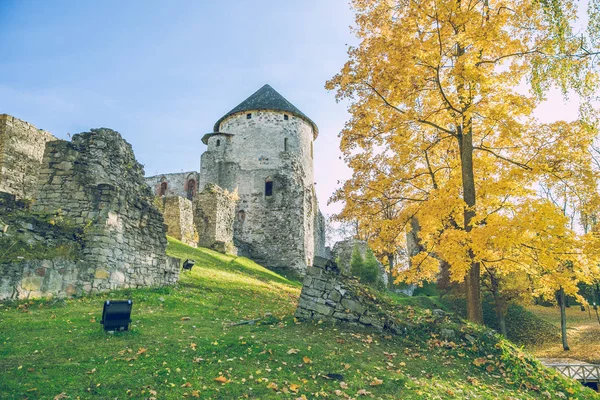 Antiguo castillo de Livonia en otoño . — Foto de Stock