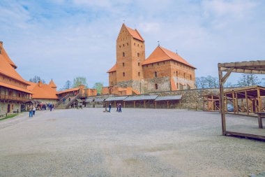 Bahar Litvanya. Trakai eski kale görünümü. 