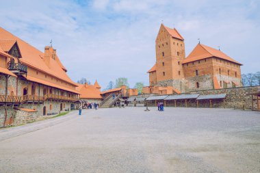 Bahar Litvanya. Trakai eski kale görünümü. 