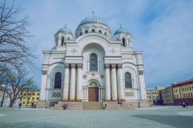 Bahar Litvanya. Kaunas eski kale görünümü. 