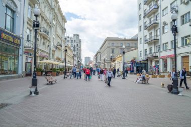 Rusya, Moskova, şehir merkezi sokak, Arbat. 2014