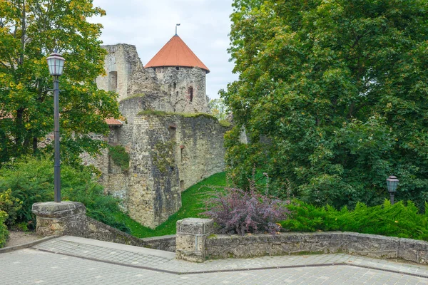 Oude stad, stad, kasteel en park in Cesis, Letland. 2017 — Stockfoto