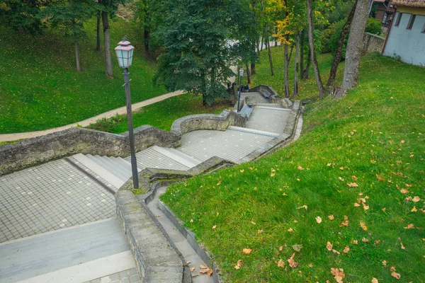 Eski şehir, şehir, kale ve park Cesis, Letonya. 2017