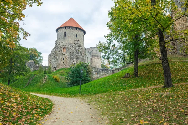 Eski şehir, şehir, kale ve park Cesis, Letonya. 2017