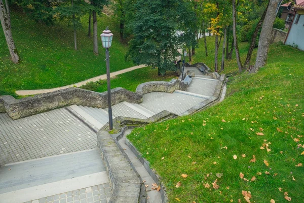 Eski şehir, şehir, kale ve park Cesis, Letonya. 2017