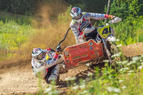 Letonya, Cesis, Dünya Şampiyonası motokros, motosiklet sepeti, sürücü zekâ — Stok fotoğraf