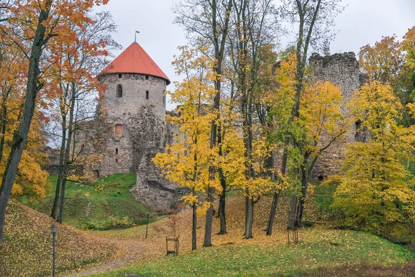 Ciudad vieja, ciudad, parque del castillo en Cesis, Letonia. 2017 — Foto de Stock