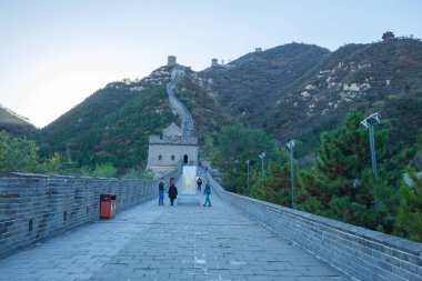 Çin, Pekin, Çin duvar, günbatımı, geçmiş. 2016