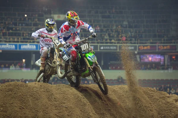 Cidade Riga, Latvia, lugar Arena Riga, Indor motocross . — Fotografia de Stock