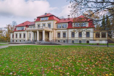Eski manor Güz. Sarı ağaç yaprak.