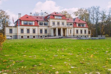 Eski manor Güz. Sarı ağaç yaprak.