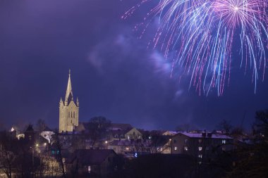Cesis, Letonya eski kilisede. Tarihi binaları ve şehir.