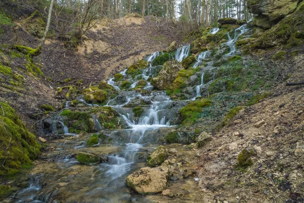 Spring in Latvia. View waterfall in Cesis. — Stock Photo, Image