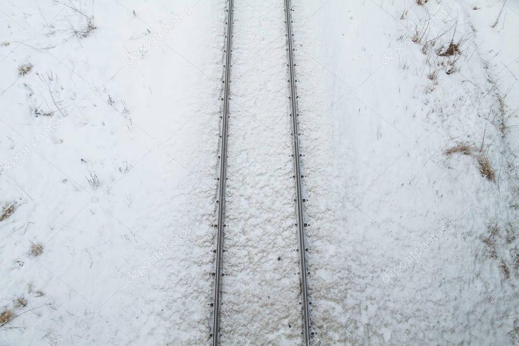 Winter and railway. Urban city photo.