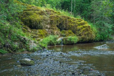 Letonya, şehir Rauna, şelale Raunas staburags. Nehir ve gre