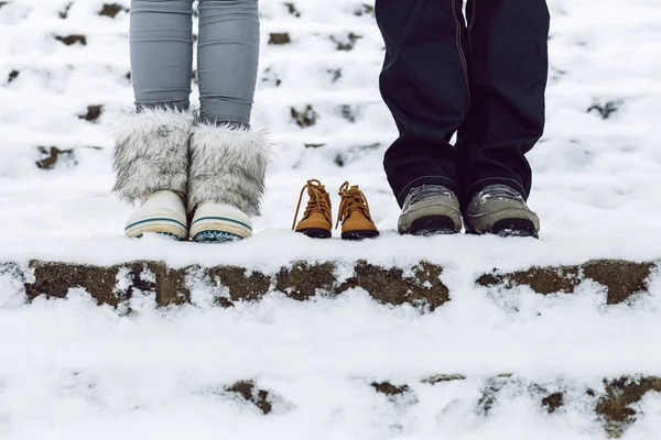 New parent wait born child. Latvia, Cesis. Winter 2016. — Stock Photo, Image