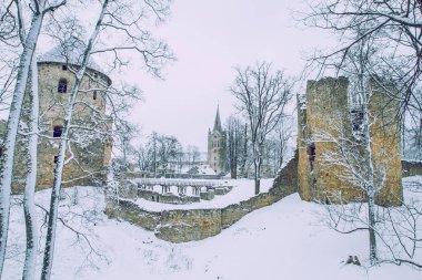 Eski şehir, Cesis, Letonya, kentsel görünümü. Seyahat fotoğraf.