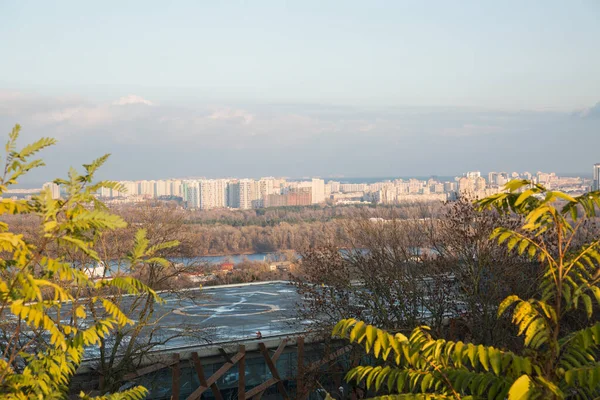 Staden Kiev Ukraina Utsikt Över Staden Från Berget Flod Och — Stockfoto