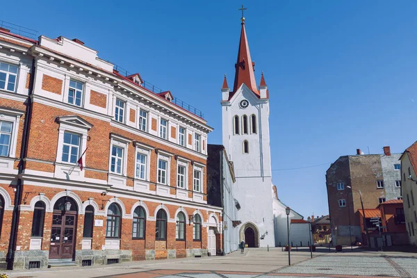 City Cesis Letonia Calle Con Casa Antigua Iglesia 2020 — Foto de Stock