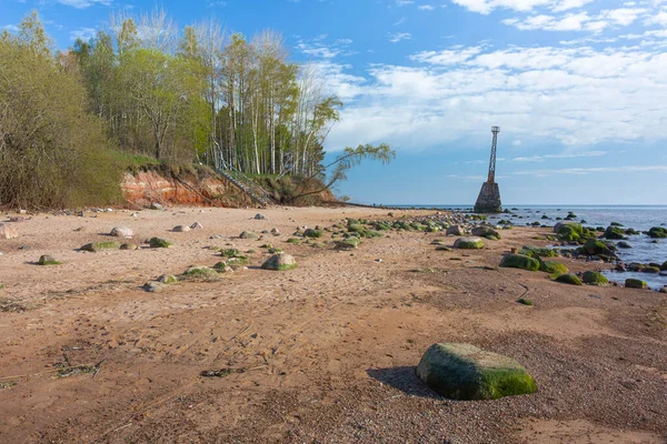 City Tuja Letónia Mar Báltico Com Farol Mar Fotografia Viagem — Fotografia de Stock